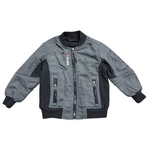 Reebok Jacket Toddler Boys 2T Gray Black Fleece Lined Bomber Warm‎ Winter